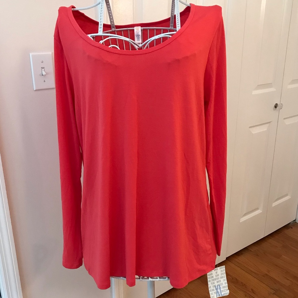 Bright Coral Lynnae Top by LuLaRoe